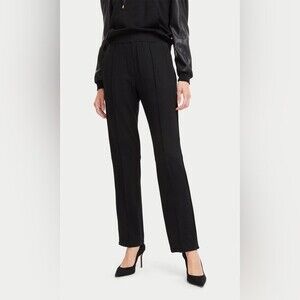 Anne Klein Pleated Straight Leg Stretch Pant